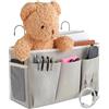 Windfromort Portaoggetti da Appendere - Tasca Portaoggetti Letto - Organizer da Appendere in Cotone e Lino per Libri, Cellulare, Giocattoli, Letti a Castello (Grigio)