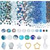 PH PandaHall 1220pz Perline di Vetro Blu per Braccialetti Perline Tema Oceano Perlina Vetro Rotonde Miste per La Creazione di Gioielli Bracciale Collane Orecchini Bigiotteria Fai Da Te