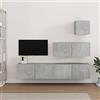 Festnight 4pz Set Mobili Porta TV, Mobile TV Sospeso, Mobile Soggiorno Moderno, Parete Attrezzata Soggiorno, in Legno Multistrato Grigio Cemento