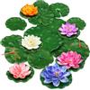 QUOZUO Confezione da 22 fiori di loto artificiali galleggianti in schiuma con foglie di loto artificiali di rana, cuscinetti per lago, piante da laghetto, ornamenti per la decorazione dell'acqua della