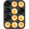 Ankway Stampo Muffin 12er, Stampi in Silicone Per Dolci, Teglia da Forno Antiaderente, senza BPA, facile da pulire per Muffin, Cupcake, Brownies, Budini, Mini Muffin 32 X 24 X 3cm(Nero)