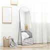 HOMCOM Specchio a figura intera, specchio da parete 150 x 50 cm con supporto, design curvo, specchio da appoggio con pellicola antischeggia, per soggiorno, camera da letto, nero