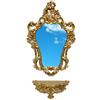 LIGUORO SHOP Specchio + Mensola In Stile Barocco Veneziano Finto Vintage Shabby Chic Cornice cm 75x49 (Oro)