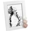 Instant Project Cornice in Legno Mascagni Casa 13x18 cm Bianca o Grigia con Cuori a Rilievo Portafoto Bianco o Grigio Idea Regalo Romantica per San Valentino, Anniversari, Mamma, Amica, Fidanzata (Bianca)