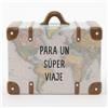 BLUECHOLON Salvadanaio decorativo Valigia Ceramica - per un Super Viaggio, 14,7 x 13 x 7,1 cm. Salvadanaio con coperchio.