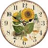 TAHEAT 30 cm Vintage Girasole Orologio da Parete, Rustico Floreale Silenzioso Senza Ticchettio Orologi, Legno Shabby Chic Fiori per Cucina/Soggiorno/Camera da letto/Bagno