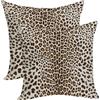 OFIRD Confezione da 2 federe per cuscini con stampa leopardata, 50 x 50 cm, con stampa di ghepardo marrone, stile moderno, decorazione per casa colonica, in lino, decorazione per divano