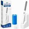 CARTOSPEDÌA Scopino Bagno WC Monouso con 8 Ricariche - Kit Pulizia WC con Manico Ergonomico e Testine Usa e Getta con Detergente - Spazzola WC 360° con Blocco Stabile Fino allo Sgancio - Igienico e Salvaspazio