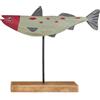 VICASKY Piccolo Ornamento Di Pesce in Legno Pesce Su Supporto Scultura Satue Di Pesce Intagliato a Mano Decorazioni Per Sale Da Casa Home Decor Natale Pescare Manuale Mensola Di Legno Mare