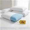 cuscini fiber - 4 Cuscini Memory Foam Forato Traspirante e Fresco Alto 13cm, Cuscini Letto Matrimoniale Ortopedici con Fodera Misto Cotone, Guanciale Letto Antiacaro Anallergico Made in Italy