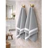 B O S A L O N I Set BOSALONI HOME 2 Asciugamani Viso in Velluto di Corallo 40x80 cm - Morbidi e Assorbenti - Bipack Bagno e Ospiti - (Grigio Perla)