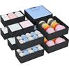 DIMJ Organizer Cassetti, 12 Pcs Non Tessuto Cassetto Organizer, Divisori per Cassetti, Scatola di Immagazzinaggio Pieghevole, Nero