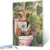 Tucocoo Kit per Pittura con Numeri Mucca delle Highlands per Bagno 41x51 cm Tela DIY Pittura ad Olio per Adulti con Pennelli e Pigmento Acrilico - Immagine di Animali Rustici con Piante Verdi per
