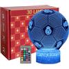 INTUPGD Calcio Lampade 3D Illusione Ottica Luce Notturna per Bambini, Telecomando 16 Cambia Colore Dimmerabile, Regalo Compleanno per Bambina, bambino，ragazza, ragazzo, battesimo bimbo