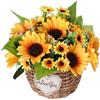 JOYOFREELY Bonsai Girasole Artificiale in Vaso per Decorazione Casa e Ufficio, Fiore Finto Realistico per Tavolo, Composizione Piante Artificiali per Soggiorno, Camera, Ristorante e Hotel