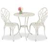 Relaxdays Set da Bistrot da 3, Tavolino da Giardino, 2 Sedie da Balcone, in Alluminio Stile Ferro Battuto, BiancoBronzo