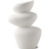 PEUZ Vaso in ceramica a torre di pietra, scultorea in ceramica con struttura in pietra ruvida, per fiori secchi, erba di pampa, fiori freschi o come oggetto decorativo, fatto a mano, bianco opaco, ca