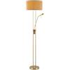 home sweet home collection Home Sweet Home Piantana uplighter con lampada da lettura dimmerabile - Lampada da terra per soggiorno in ottone, lampada LED da 170 cm con paralume in tessuto, incluse lampadine E27 e G9