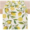 ViaElayu Runner da Tavola Moderno Limone Centrotavola Decorazione Giallo Limone Runner da Tovaglia Foglie Verdi Esterno Estivo per Il Tavolo Della Cucina per Feste Lavabile e Minimalista 40x140 cm