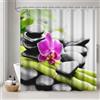 Uiiooazy Tenda Doccia Antimuffa, Tenda da Doccia 180x200cm Bambù Nero Pietra Zen Orchidea Rosa Fiori Tende da Bagno Tessuto Lavabile Impermeabile Poliestere Tende per Vasca da Bagno con 12 Anelli