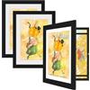 Tinkeps Cornice per foto per bambini A4, Nero set di 3, cornice in legno con pannello acrilico infrangibile, perfetta per esporre opere d'arte e foto dei bambini