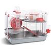 BPS BUENA PET SHOP Gabbia per Criceto con Casetta, Scala, Beverino e Tunnel, Set Completo misura CM45 x 27 x 34 (rosso)
