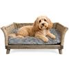 UNUS Cesta per cani in vimini, divano rettangolare taglia L 80 x 50 x 30 cm, con cuscino in poliestere rimovibile, perfetto per tutte le razze di cani