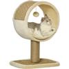 PawHut Tunnel Tiragraffi per Gatti Adulti e Gattini, Cuccia per Gatti a Tubo con Cuscino e Rivestimento in Peluche, Palo in Juta, Beige