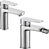 OGOMONDO Coppia di miscelatore rubinetto bidet e miscelatore lavabo linea asia cromata