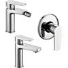 OGOMONDO Tris rubinetti miscelatori bidet lavabo doccia ad incasso linea asia cromata