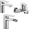 OGOMONDO Tris rubinetti miscelatori bidet lavabo esterno vasca linea asia cromata bagno