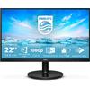 PHILIPS V-LINE 221V8 MONITOR, 22 ", Full-HD, 1920 x 1080 Pixel, tempo di risposta 4 ms, refresh rate 75 Hz