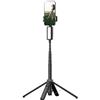 Hamwesh Treppiede per Telefono, Stabile Supporto a 4 Gambe Regolabile in Altezza 31-150 Cm Treppiede per Vlogging, Selfie Stick con Luce di Riempimento a 3 Colori Batteria da 500 MAh Telecomando a 7