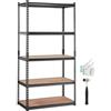 VEVOR Scaffale per Carico Pesante da Garage Officina Cantina 5 Ripiani in Metallo Carico Totale Massima 907,2kg, Scaffale in Metallo Altezza Ripiano Regolabile 90x45x182,88 cm, Scaffale per Magazzino