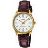 Casio Collection - Orologio donna al quarzo Classico cinturino in Pelle Marrone cassa in Ottone display analogico bianco - LTP-V005GL-7B