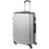ITACA - Valigia 23Kg da stiva capiente Valigia rigida XL con ruote silenziose Trolley Grande Rigido leggero ideale per viaggi lunghi con Lucchetto a combinazione TSA, Argento