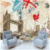 YYZOVBNN Stile europeo retrò Londra mappa costruzione grande murale carta da parati soggiorno camera da letto decorazione carta da parati hotel cafe wall art poster