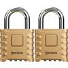 NovLock Lucchetto a combinazione - grande, robusto e resistente alle intemperie - arco da 8 mm - per esterni e interni: cancelli, recinzioni, capanni, armadi, armadietti - confezione da 2, oro