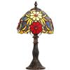B·LED BARCELONA LED Lampada da Tavolo "Saura" | Paralume in Vetro Colorato con Motivo Floreale | Ø 20 cm | Stile Vetrata Artistica | Base in Metallo | Ispirazione Art Nouveau | Attacco E27