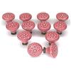 Auped 12pcs Pomelli Armadio Vintage Pomelli, 34mm Pomelli Rotondi in Ceramica, Maniglie per Mobili Vintage Rotonde Casa adatti a cassettiere, credenze, armadietti, maniglie manopole (Rosso melograno)