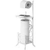 Simple Houseware Portarotolo di carta igienica in stile inglese con ripiano, bianco
