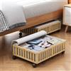 MHXW SXPN Contenitori in bambù sotto il letto con ruote, confezione da 2 contenitori per scarpe sotto il letto, cassetti in legno con organizer per borse, per camera da letto, lenzuola, vestiti, coperte