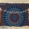 Bless International Arazzo indiano Hippie Bohemian Psychedelic Peacock Mandala da appendere alla parete (Blue Green, King (223 x 264 pollici) (225 x 265 cm)