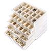 Frebeauty Organizzatore di gioielli in acrilico, scatola organizer per orecchini con 5 cassetti Portagioie trasparente con vassoi in velluto per donna, borchie e bracciali (beige)