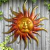 Daogtc Metal Sun Wall Art Decor-17.3 inches Rustic Retro Metal Sun Hanging Decoration for Indoor Outdoor,Gift for Mom Dad Friends(Gold)