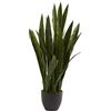 Nearly Natural NearlyNatural 35in. Sansevieria with Black Planter, Green Pianta Artificiale, Altro, Verde
