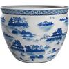Red Lantern Oriental Furniture 35,6 cm Landscape Blue & White Porcelain Fishbowl