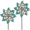 VEWOGARDEN 2PCS Garden Wind Spinners Metal Outdoor Wind Spinner Waterproof Wind Sculptures & Spinners Green Kinetic Wind Spinner for Yard Lawn Decor