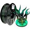 Stronghero3D Filamento per stampante 3D in PLA da 1,75 mm, Galaxy Green e Nero, 1 kg (2,2 libbre) Precisione +/-0,05 mm per ender3 Cr10 Sovol