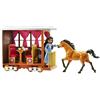 Mattel Spirit- Playset Treno di Lucky con Ruote Girevoli, Bambola di Lucky e Cavallo Spirit, Tanti Accessori, Giocattolo per Bambini 3+Anni, Multicolore, HBT15
